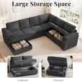 thumbnail image 4 of YOKWOK 107.8 Inch Convertible Sectional Sofa for Living Room, Large L-Shaped 7 Seat Plush Ribbed Fabric Sofa with Pull Out Couch Bed, 3-In-1 Sleeper Sofa Bed with Hidden Storage Space, Dark Grey, 4 of 9