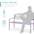 thumbnail image 6 of Best Choice Products Outdoor Steel Bench Garden Patio Porch Furniture w/ Floral Design Backrest - Lavender, 6 of 8
