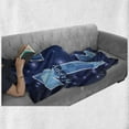 thumbnail image 6 of 13th Birthday Soft Flannel Fleece Throw Blanket, 13 Polygonal Effect Emblem on Dark Blue Backdrop and Stars, Cozy Plush for Indoor and Outdoor Use, 50" x 60", Dark Blue Pale Blue, by Ambesonne, 6 of 6