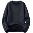 thumbnail image 2 of FRSASU Men's Sherpa Lined Knited Sweater Fleece Velour Pullover Basic Tops Warm Fall Winter Sweatshirt Dark Gray, 2 of 5