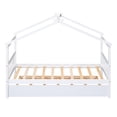 thumbnail image 4 of Harper & Bright Designs Twin Size Wooden House Bed with Trundle, Wood Montessori Daybed Frame with Roof, White, 4 of 12