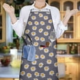 thumbnail image 5 of Gray Daisy Flower Pattern Apron-Garden Aprons for Women with Pockets-Cotton Linen Waterproof Kitchen Cooking Gardening Aprons Adjustable for Kitchen,Cooking,BBQ and Salon 33x27 Inch, 5 of 6
