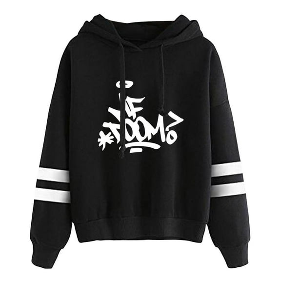 Rip MF DOOM Hoodie Letter Printed Pocketless Parallel Bars Sleeve Sweatshirt Casual Sweatshirt