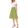 thumbnail image 6 of Ploknplq A-line Skirt for Women Solid Knee Length with Pocket Black Skirt for Women Green XXL, 6 of 7