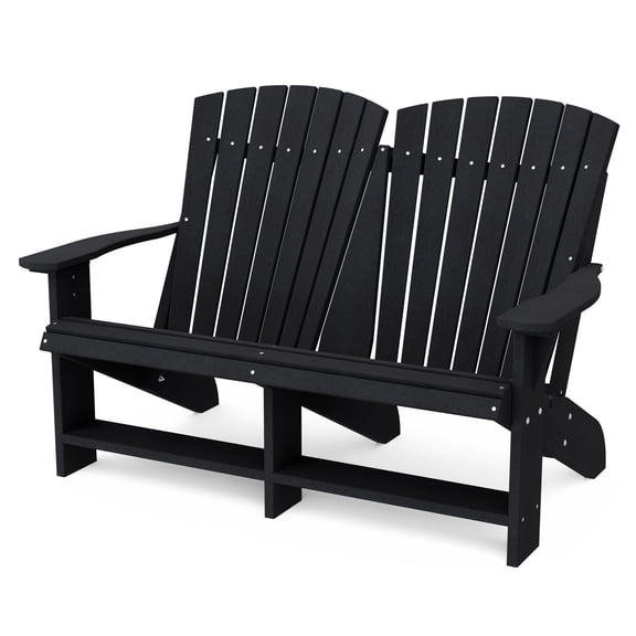 Wildridge Heritage Double Adirondack, Black - All-Weather Recycled Plastic Furniture for Patio, Deck, Lawn