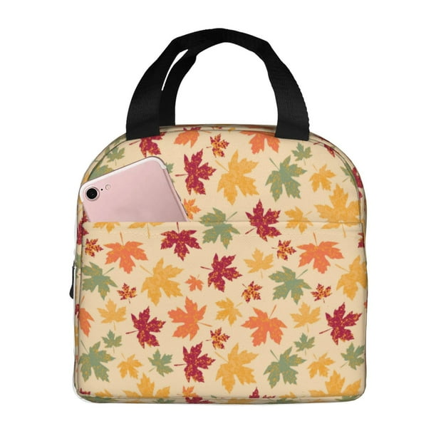 Easygdp Autumn Maple Leaves Bolsa Térmica Premium - Tela Oxford Impermeable, Gran Capacidad, Bolsillo Frontal, Unisex para Trabajo, Escuela, Actividades al Aire Libre y Picnics