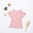 thumbnail image 4 of GYRATEDREAM Toddler Baby Girl Ribbed Short Sleeve Off-Shoulder Top T-Shirt Summer Clothes 2-3 Years, 4 of 4