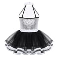 thumbnail image 2 of Moggemol Kids Girls Halter Sleeveless Sequins Modern Jazz Ballet Dance Dress Camisole Gymnastics White 8, 2 of 7