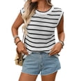 thumbnail image 2 of Womens Sweater Vest Top Striped Sleeveless Lightweight Knit Tank Tops 2026 Summer Spring Clothes Vacation Outfits Black S, 2 of 4
