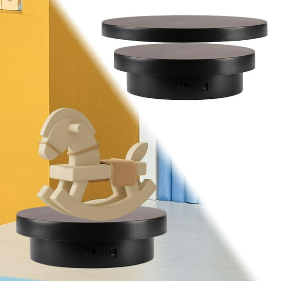 Soporte de exhibición eléctrico giratorio, mesa giratoria eléctrica, plato giratorio eléctrico redondo USB de 360 grados para fotografía de modelos Funda negra de 20 cm.