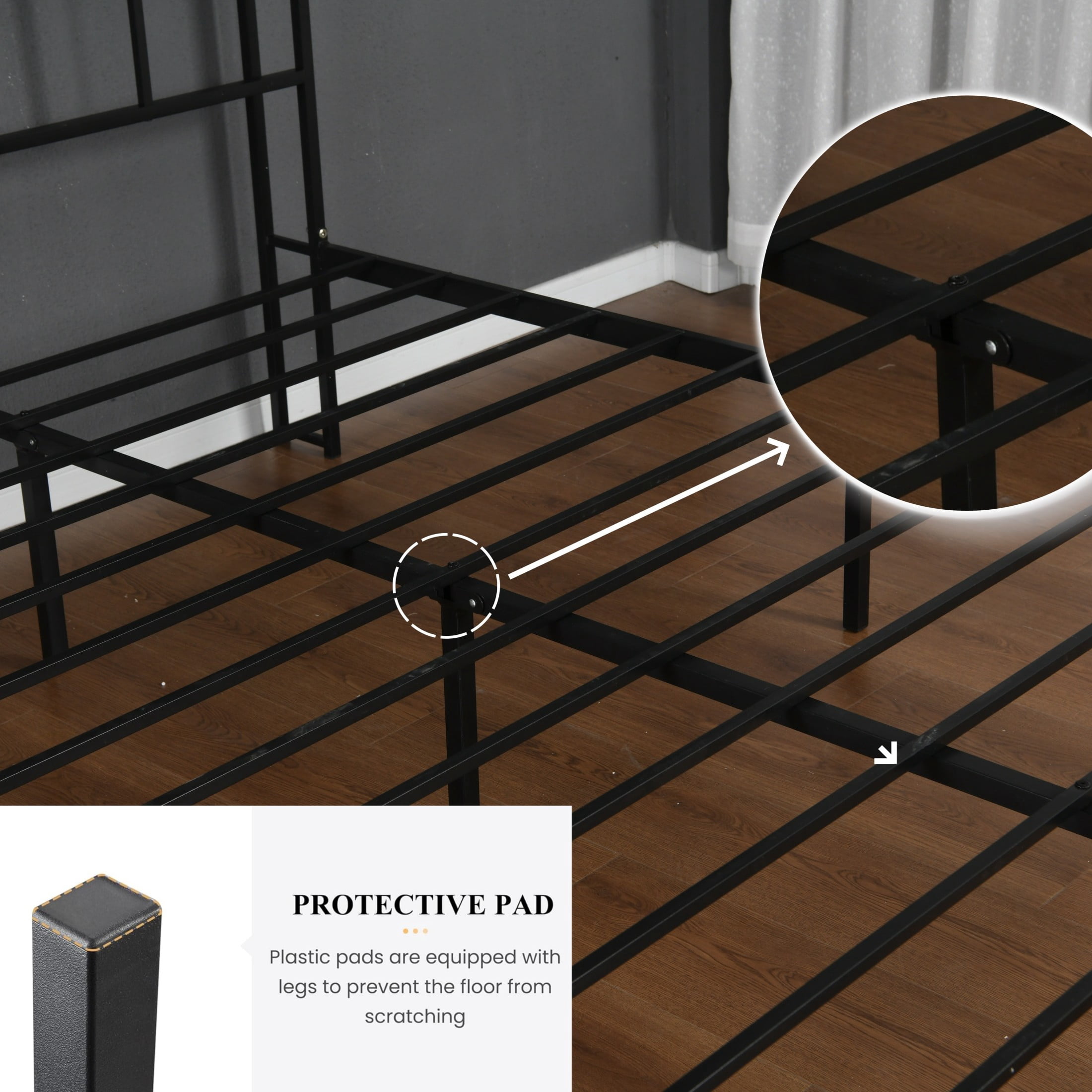 Noble House 14" Queen Bed Frame with Storage Headboard and LED Lights, Metal Platform Bed with Charging Station, Black