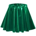 thumbnail image 3 of vastwit Kids Girls Shiny Metallic High Waist Pleated Skirt Athletic Jazz Hip Hop Dance Skater Skort Green L, 3 of 7