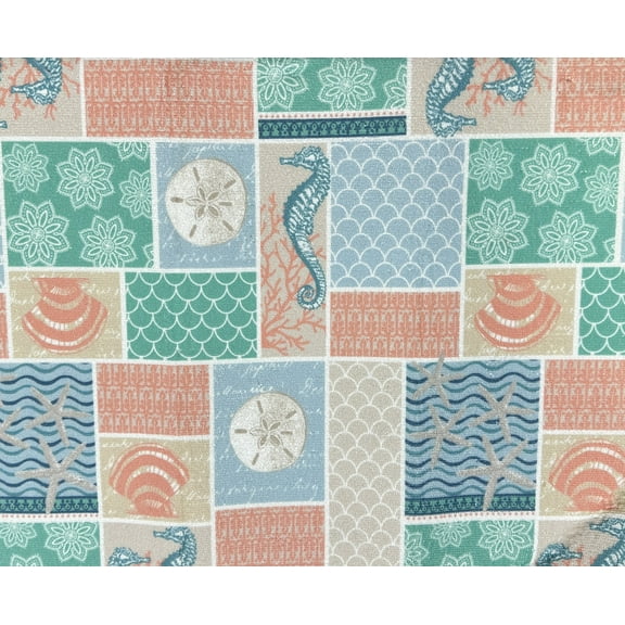 Serafina Home Beach And Summer Ocean Shells, Seahorse And Starfish Dish Drying Mat 15" x 20"