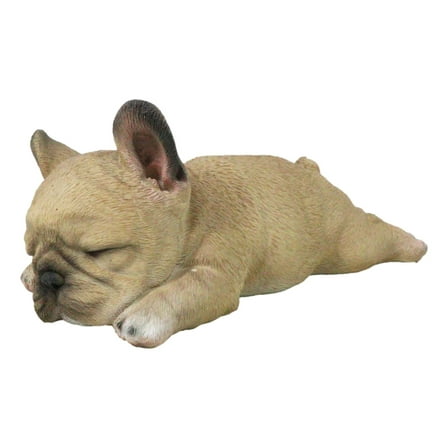 Realistic Adorable French Bulldog Frenchie Dog Puppy Sleeping Figurine 7.25"L