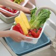 thumbnail image 3 of Hyasfey Double Layer Kitchen Strainer Colander Set Food Grade BPA Free Vegetable Washing Bowl Multifunctional Fruits Drain Basket, 3 of 7
