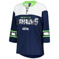 thumbnail image 2 of Women's G-III 4Her by Carl Banks College Navy/White Seattle Seahawks Double Team 3/4-Sleeve Lace-Up T-Shirt, 2 of 3