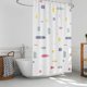 thumbnail image 2 of Cortina de ducha blanca, antimoho, impermeable, de poliéster PEVA, antibacteriana, impermeable, para baño, 180 x 180 cm, geométrica., 2 of 5