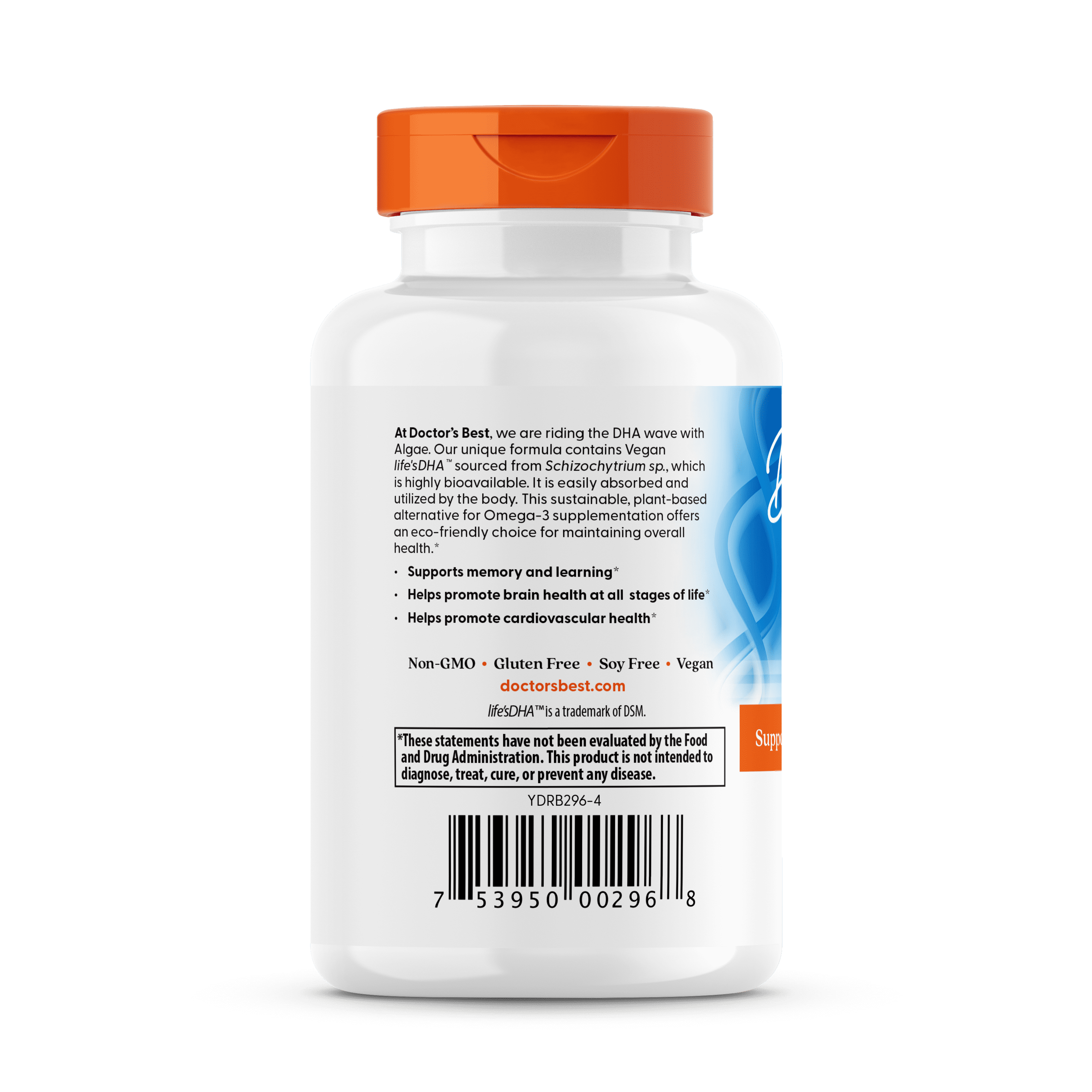 Doctor's Best Vegan DHA from Algae with Life's DHA™ , 200 mg, 60 Veggie Softgels