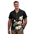 thumbnail image 3 of Garronmavis Lotus Flower Couple Matching Outfit Womens Short Sleeve Dress Flowy Hawaiian Elegant Party Dresses Size M and Mens Button Down Shirt Fashion Beach Shirts, 3 of 7