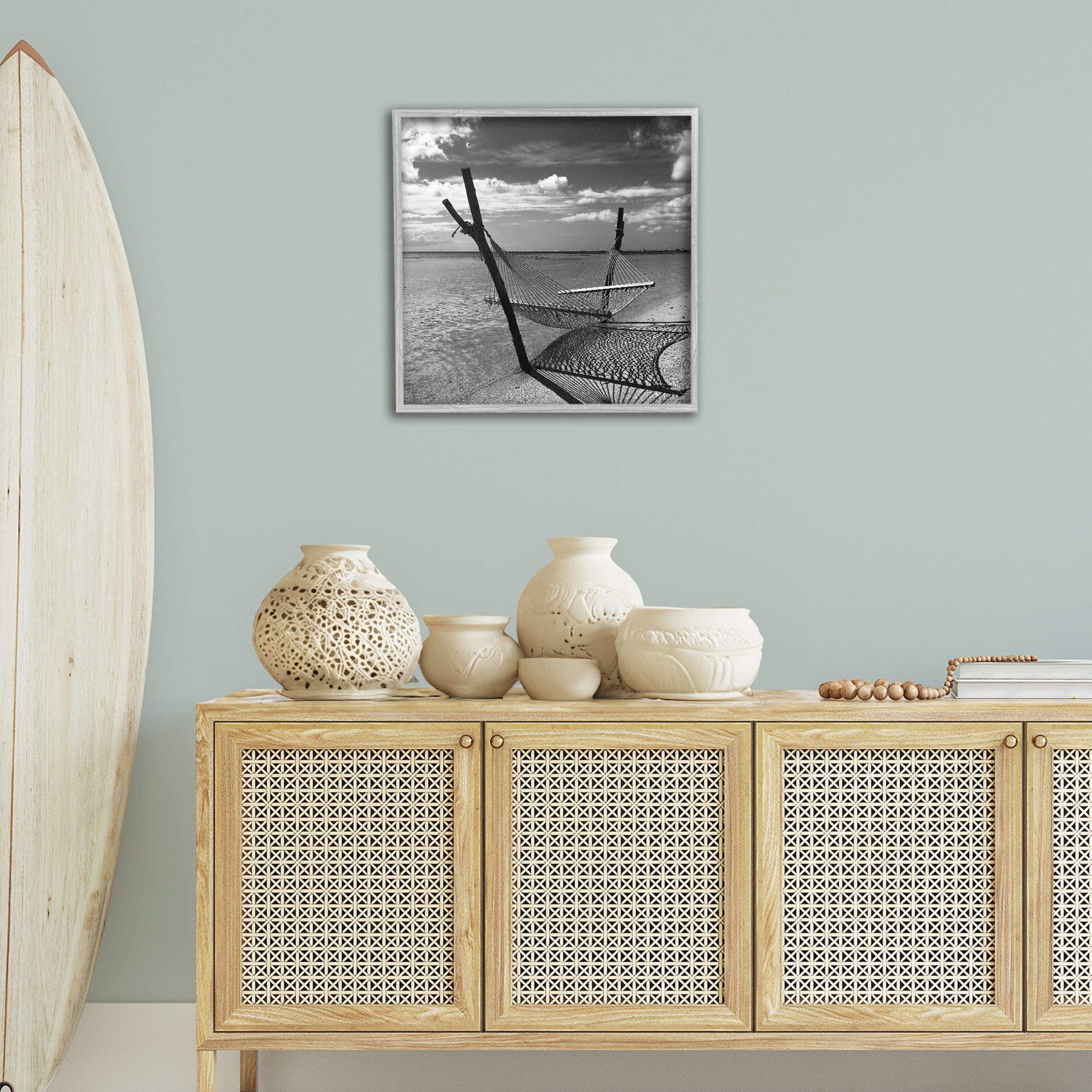 Stupell Industries Windward Beach Hammock Coastal Photography Gray Framed Art Print Wall Art, 24 x 24