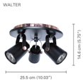 thumbnail image 2 of Xtricity - Plafonnier 3 Têtes, Largeur 10,03 '', de la Collection Walter, Noir, 2 of 3