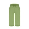 thumbnail image 6 of QATAINLAV Women's Wide Leg Capri Pants Drawstring Elastic Waist Cropped Sweatpants Lounge Workout Capris Pant with Pockets Green XXL Back to College Sale, 6 of 8