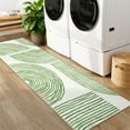 thumbnail image 3 of GlowSol 2'x6' Hallway Runner Rug Indoor Modern Geometric Stripes Print Non Slip Bedroom Runners for Laundry Kitchen, Green, 3 of 7