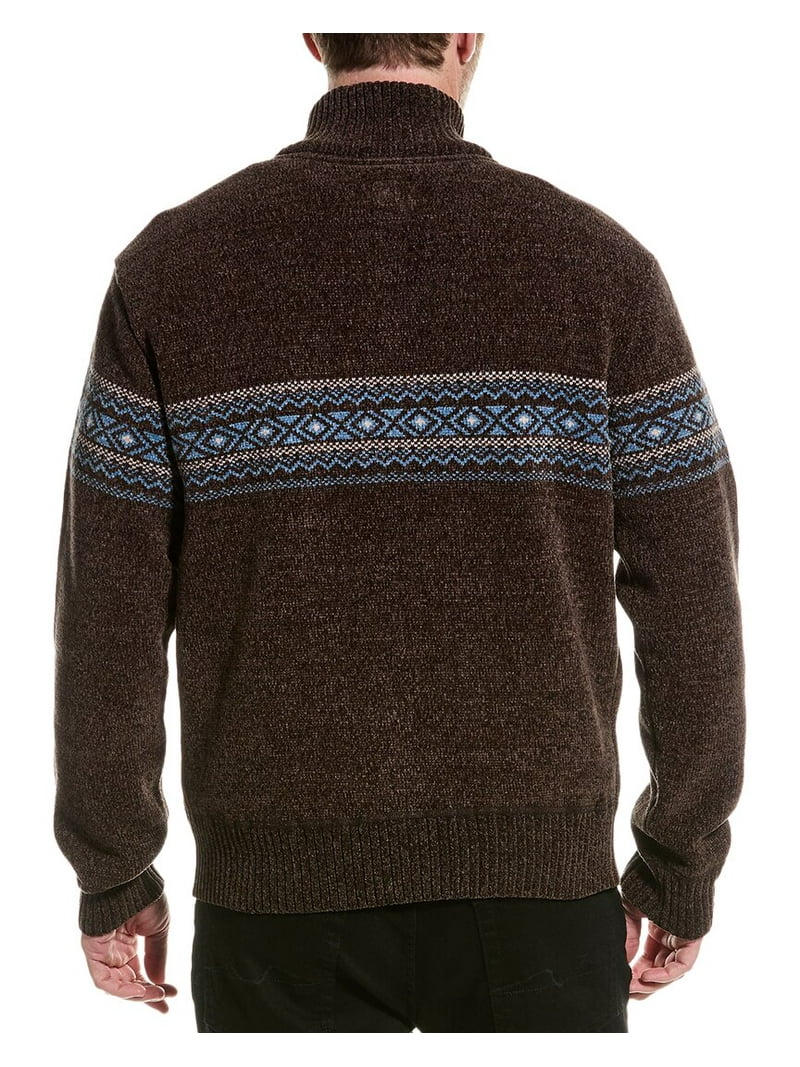 Point Zero mens Chenille 1/4-Zip Mock Neck Sweater, s, Brown