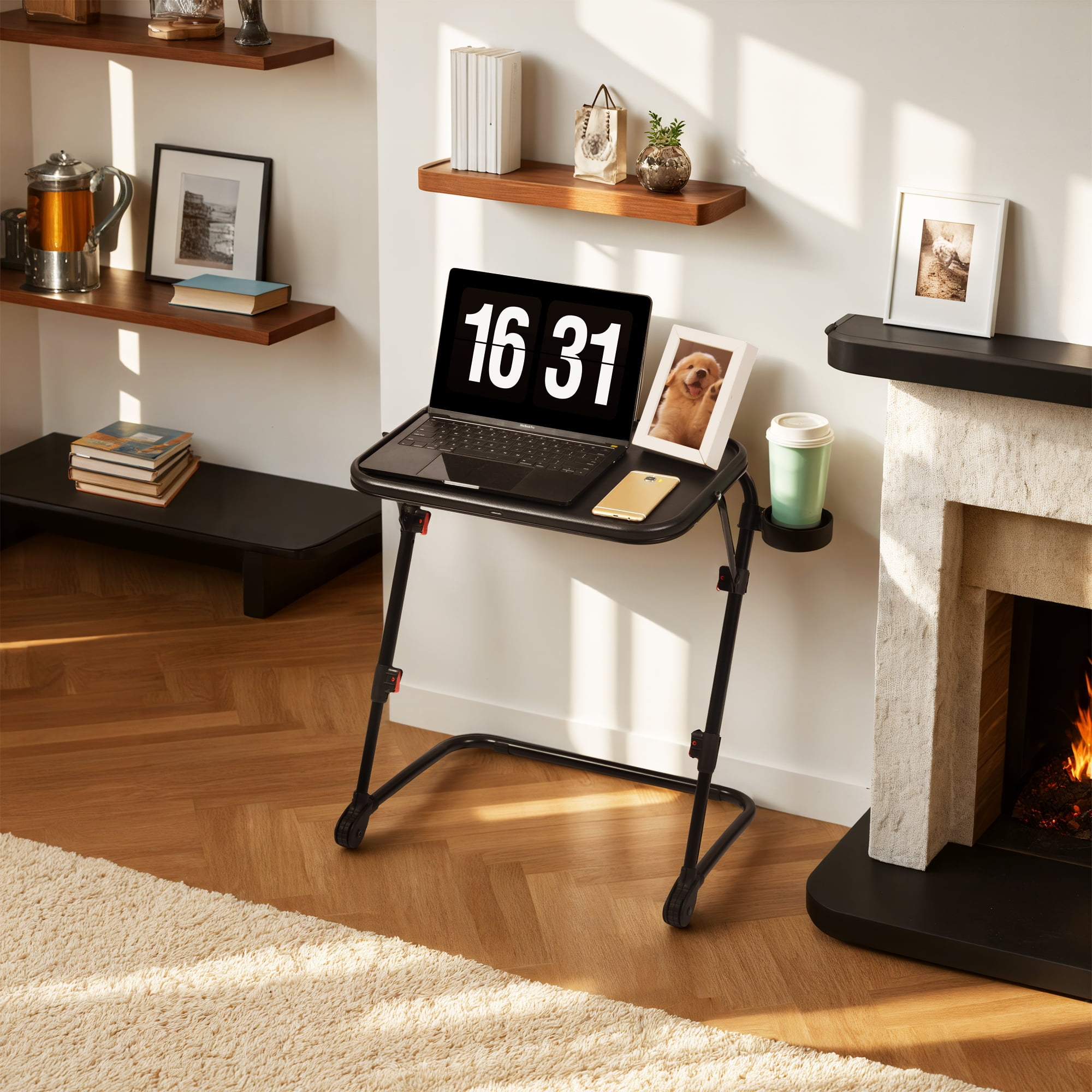 Homy Casa Adjustable Folding Desk with Cup Holder, Portable Table for Study, Office, and Dorm