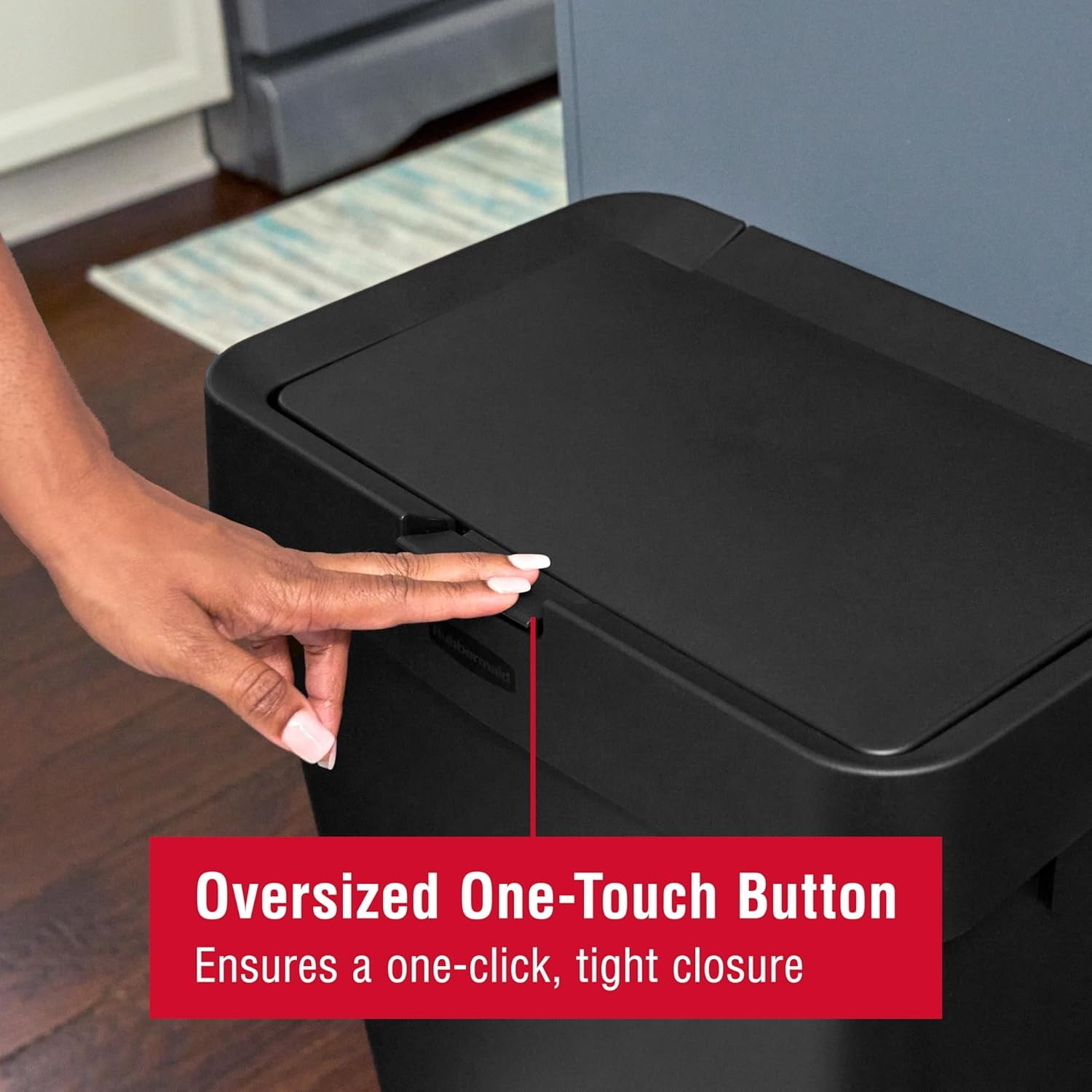 Touch-Top Kitchen Trash Can with Lid, 12.2 Gallon, Black, Garbage Container for Home/Kitchen/Apartment/Garage
