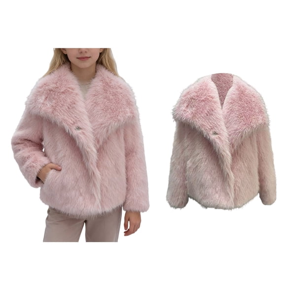 Winter Coat for Girls Pink Fluffy Coats Jacket Cozy Warm Winter Clothes Coats for Girls 7-8 Years
