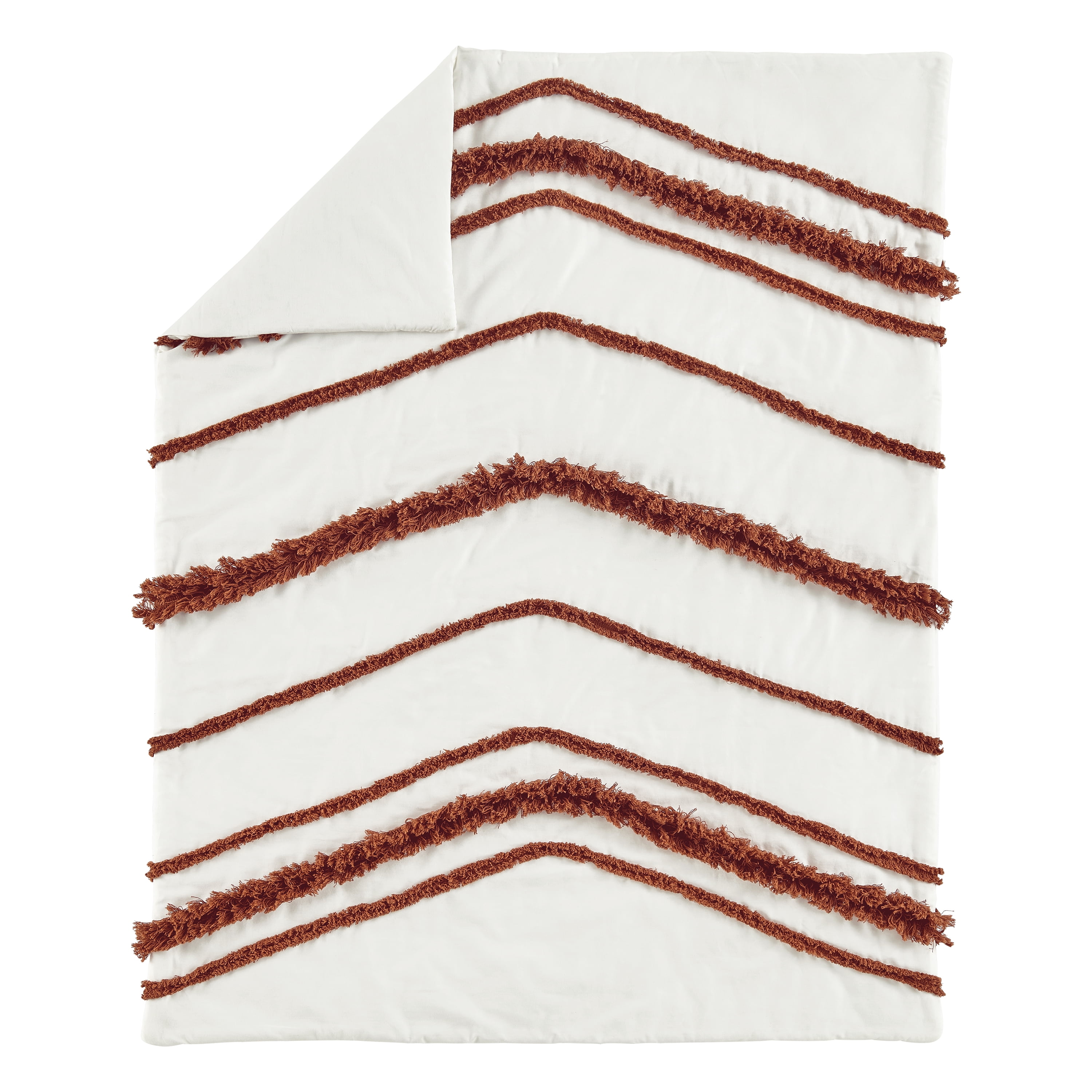 Sweet Jojo Designs Boho Fringe Rust Orange Ivory Off White 4 Piece Crib Bedding Set