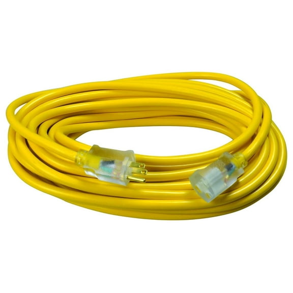Outdoor Extension Cord, 50 Ft, 12 gauge 3 prong, Heavy Duty, SJTW Cord, Yellow, 2588SW0002 50 Foot