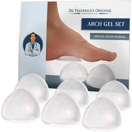 Dr. Frederick’s Original Peel & Stick Arch Support Gel Pads - 6 ct - High Arch Inserts for Plantar Fasciitis & Flat Feet Relief – Reusable, Non-Slip Cushions for Men & Women - Fits All Shoe Types