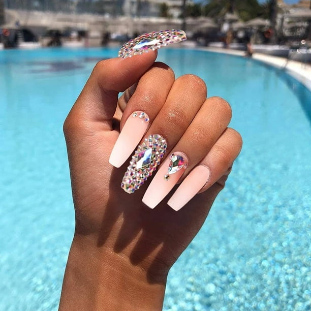 Buy Bling Bling Press on Nails Free Nail Application Strong, Luxurious,  Diamond, Swarovski, Birthday, Quincenera Press on Nails in Beauty Online in  India 