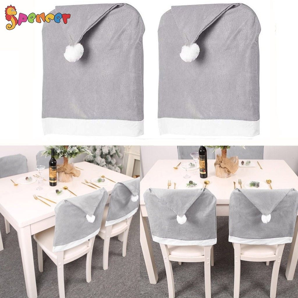 Spencer Set of 2 Christmas Santa Claus Gray Hat Chair Back ...