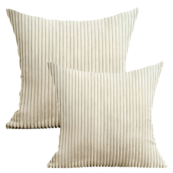 LAMIRO 22" X 22" Modern,Contemporary,Transitional Gray Striped Polyester Throw Pillow Throw Pillows for Couch(2 Count)