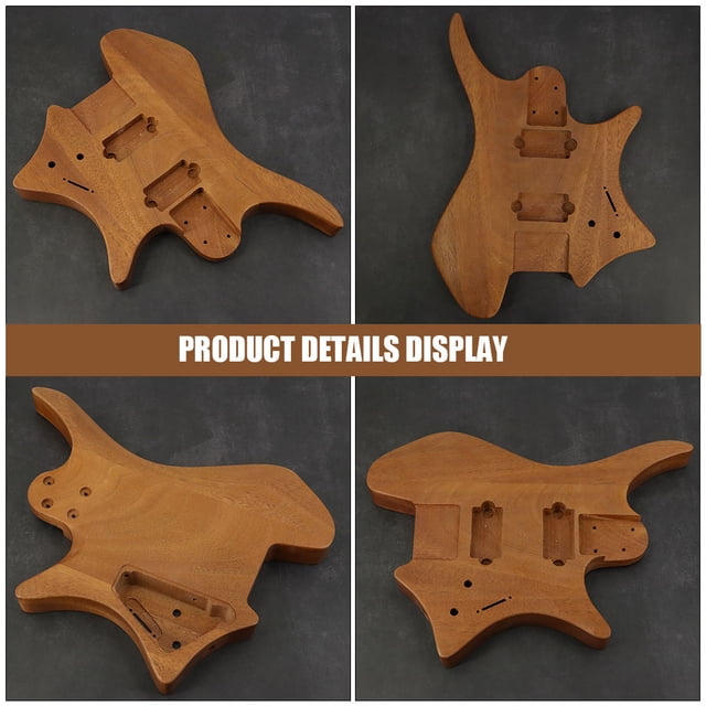 Minkissy Guitare Électrique Corps Café Solide Design Sans Tête Non Fini Polyvalente pour Plusieurs Styles