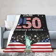thumbnail image 2 of 250th Anniversary of America Flannel Blanket, Patriotic Flag & Statue of Liberty Print, Cozy Throw for Couch & Gifting, 2 of 6