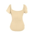 thumbnail image 4 of Endives Women's Short Sleeve Tshirt Tie Up Front Blouse Tuck Waist Shirts Tunic Tops Summer Trendy Yellow, 4 of 5