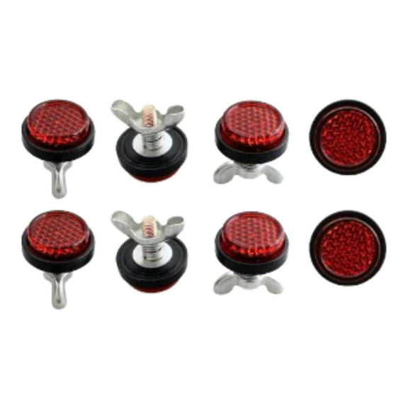 8 Pack License Plate Bolts License Plate Screws License Plate Fasteners Red Reflector for Motorcycles Cruisers ATV Bikes