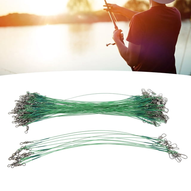 100PCS Fishing Leader Swivels Snap Anti Corroison Hard Steel Wire Leader For Saltwater
