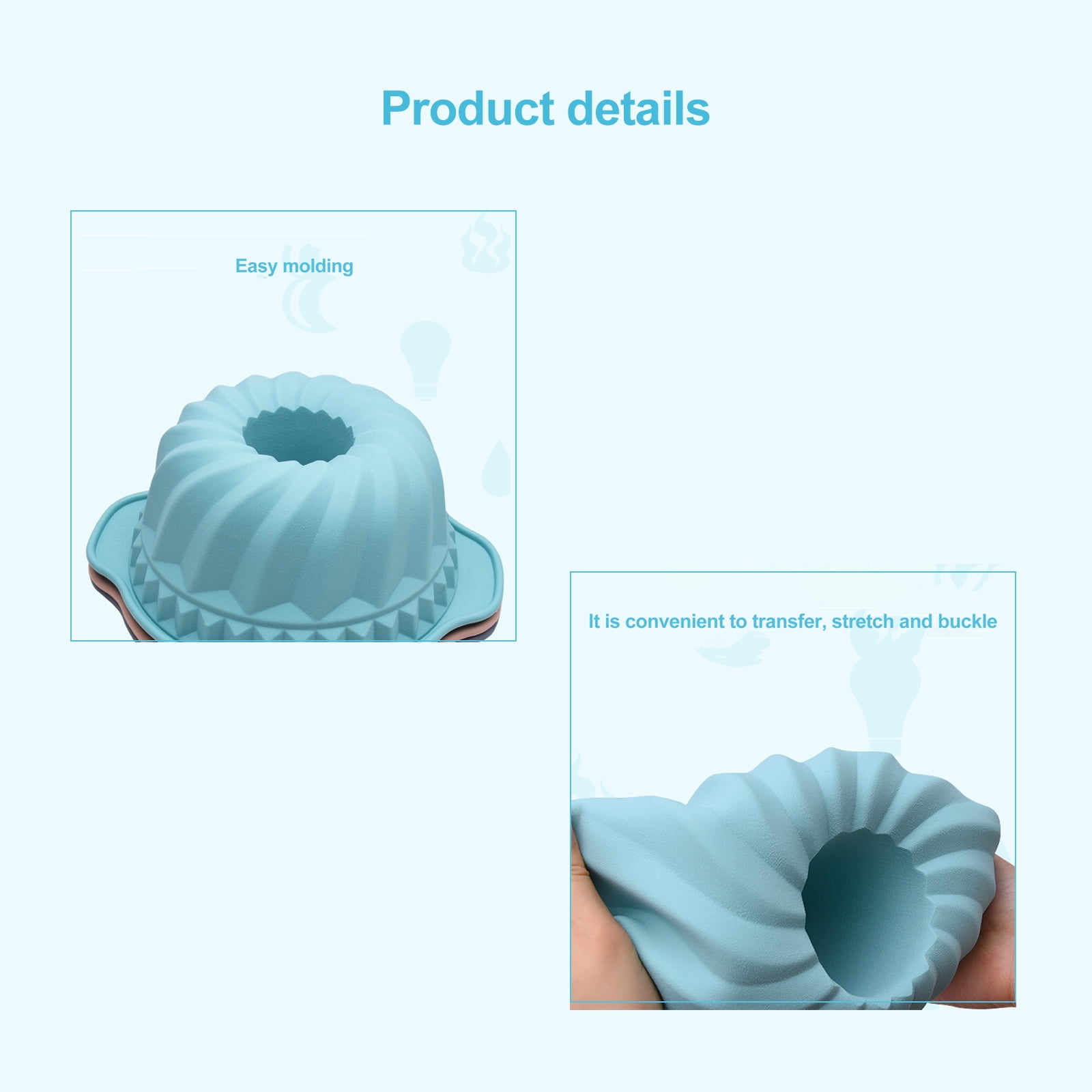 Large 9 Inch Silicone Bundt Pan Fancy/Spiral Bundt Pan Kugelhopf Pan  Tube/Heritage Cake Pan For Baking Bakeware