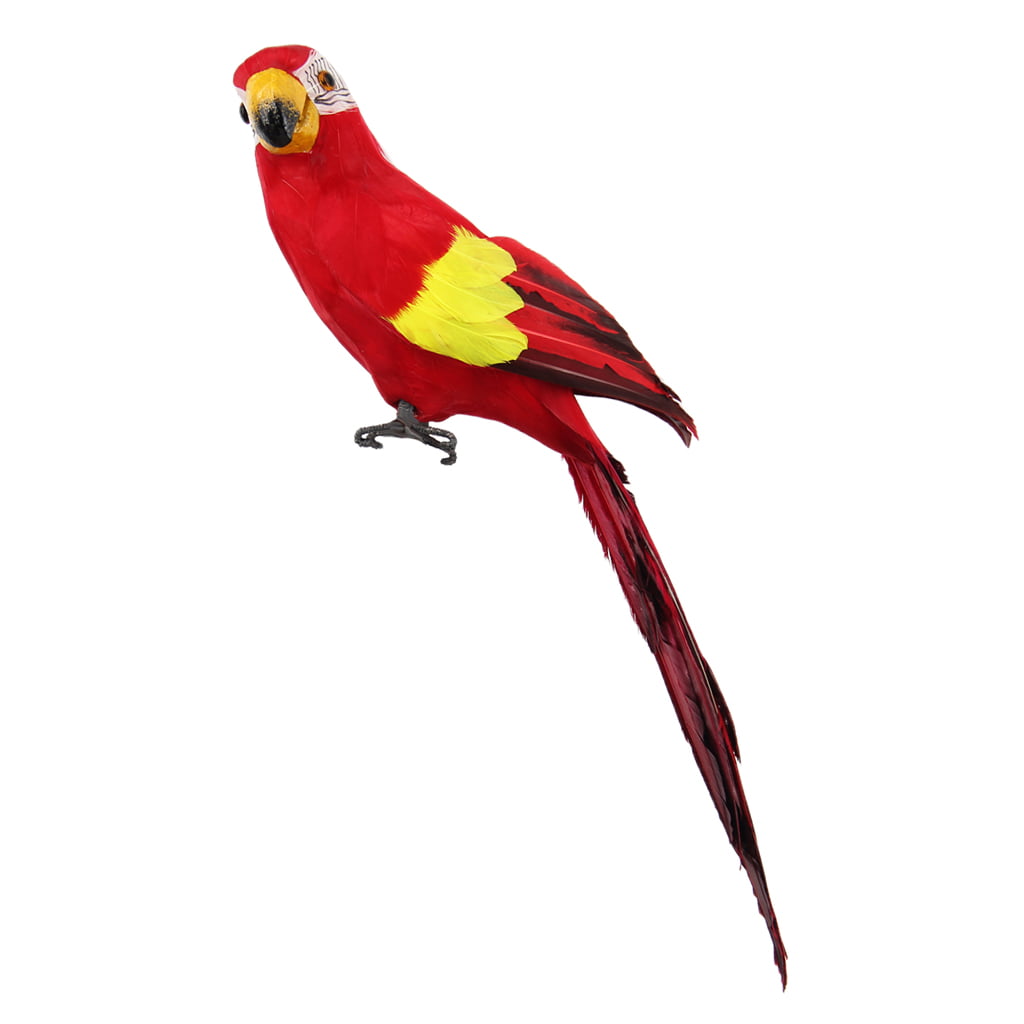 45cm Artificial Parrot Bird Realistic Home Decor Budgie Taxidermy Red 