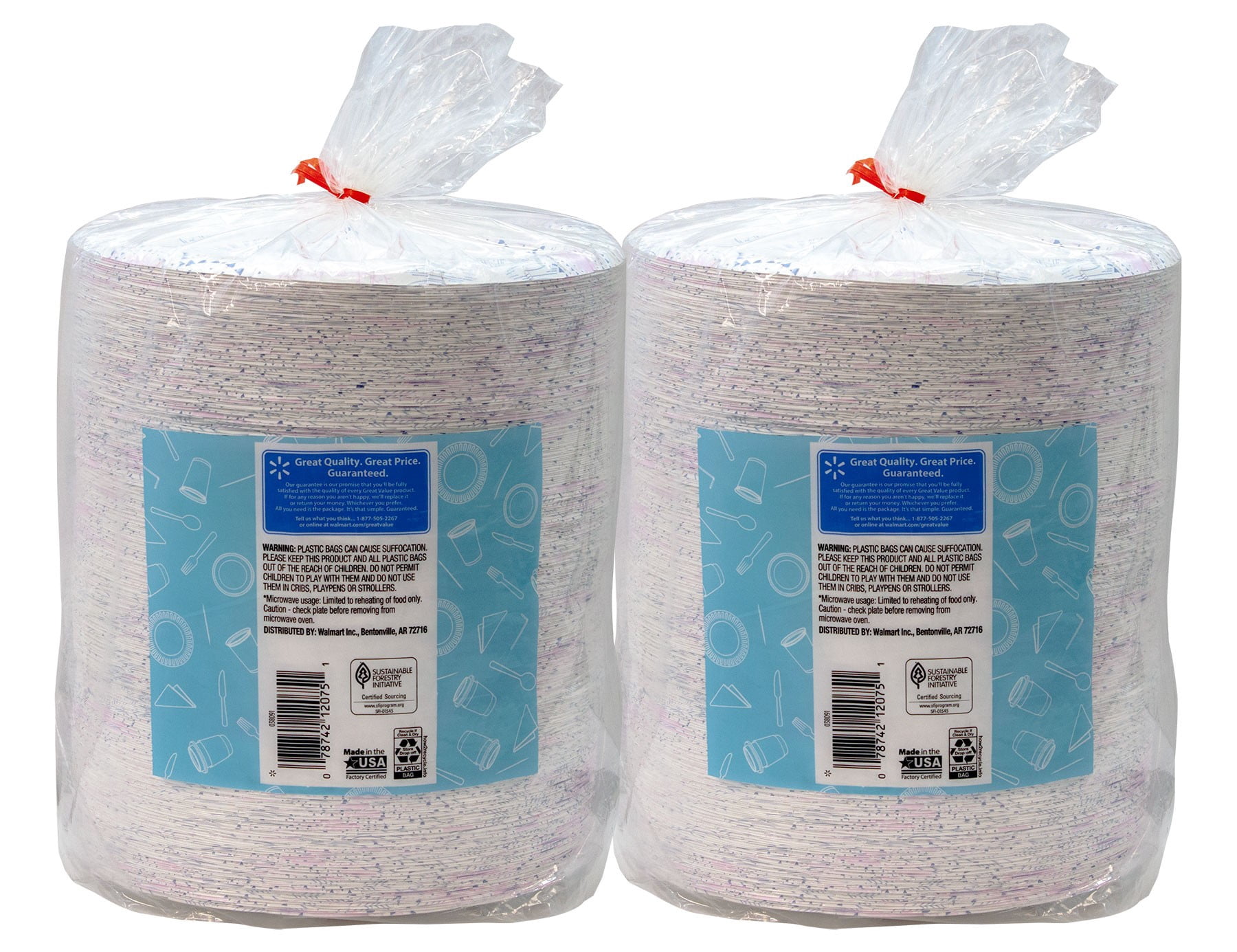 Great Value Everyday Disposable Paper Plates, 600 Count