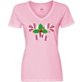 thumbnail image 3 of Inktastic Candy Canes and Holly Christmas Women's V-Neck T-Shirt, 3 of 5