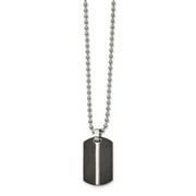 Primal Steel Stainless Steel Brushed and Polished Black IP-plated Dog Tag 24-inch Necklace