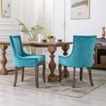 thumbnail image 2 of PORKISS Dining Chairs Set of 2, Thickened Fabric Chairs with Solid Wood Legs, Modern Upholstered Dining Chairs, Blue, 2 of 12