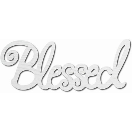 Wood Blessed Sign Wall Decor Art Cutout Letter Word Laser Cut Unfinished Rustic Decorative DIY for Home Apartment Bathroom Living Room Farmhouse Baptism Decoration 9.8 x 4.7 Inch(White) White