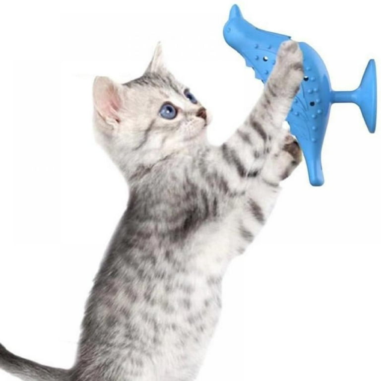 Cat Toys for Indoor Cats,Interactive Windmill Cat Toy,Cat Spinner Toy  Suction Cup Cat Toothbrush Toy Kitten Teething Toys with Hair Brush  Turntable
